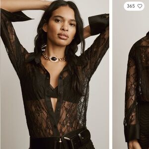 {Anthro} Black Lace Bodysuit